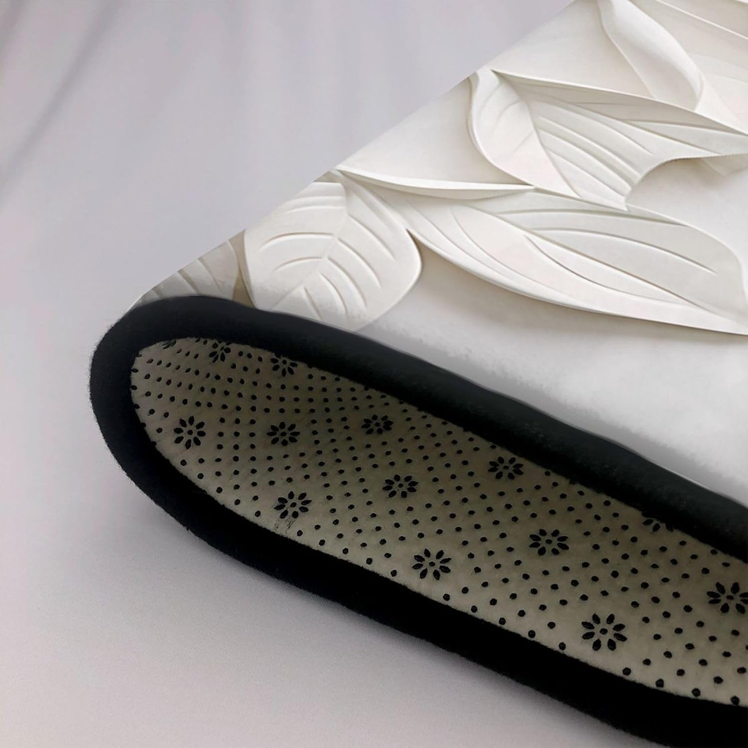 Pure White Engraving Printed Flannel Floor mat 80x58 inches for Bedroom, Living Room, Study Room Decorative Carpet