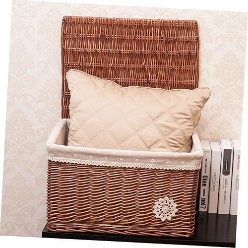 Miniatura 8 de Beatifufu Cestas de estante con tapa, maceta de hierba marina, cesta tejida a mano, cesta grande de pastos marinos, cesta organizadora de pastos