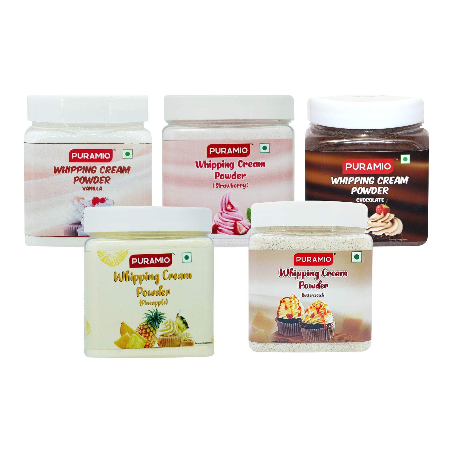 Puramio Whipping Cream Powder Vanilla, Chocolate, Pineapple, Strawberry and Butterscotch, (250g Each (Pack of 5)) (B08LL6SD1B) Amazon Price History, Amazon Price Tracker