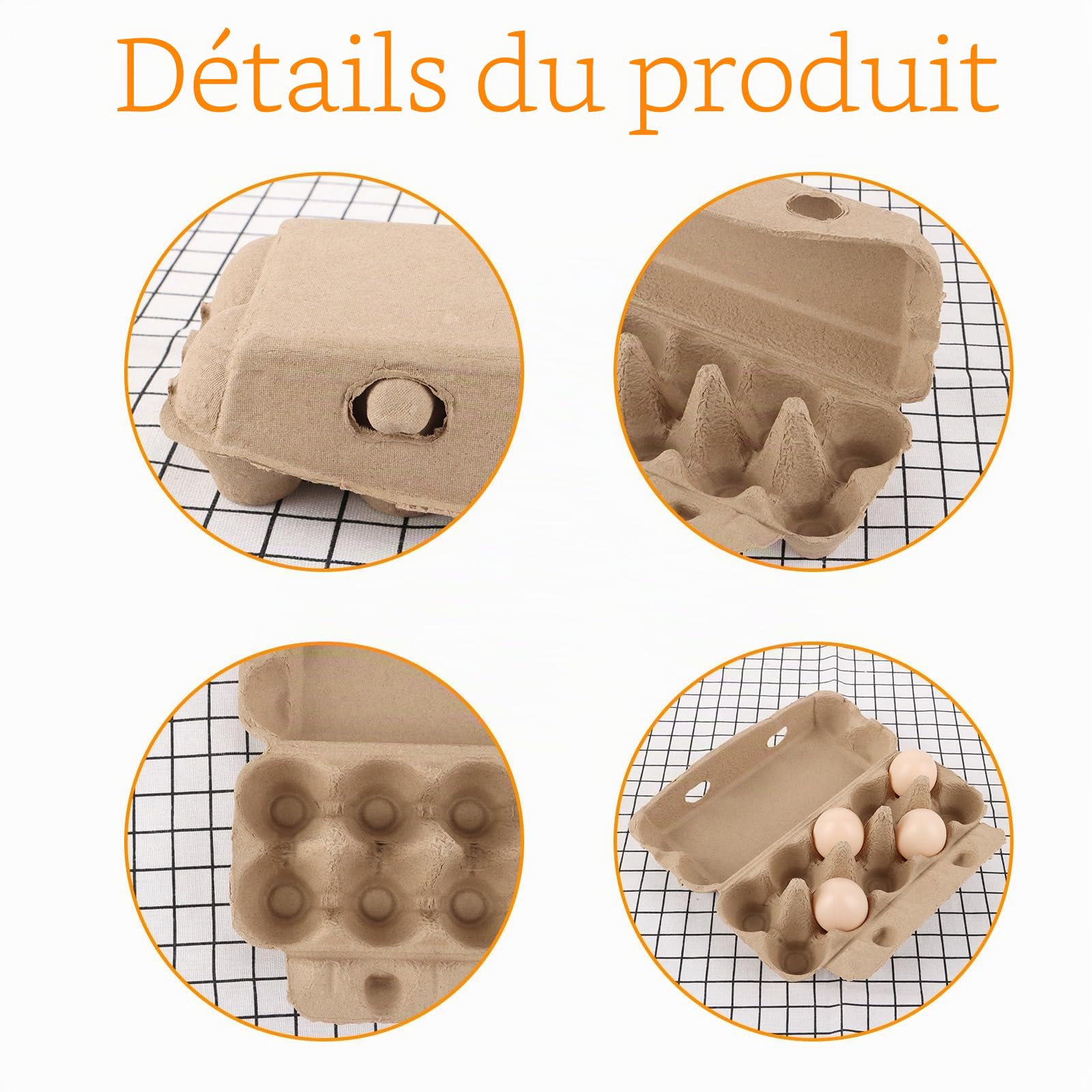 Lot de 20 boîtes à œufs cartons à œufs en carton,10 cartons boite oeuf avec couvercles pour 10 œufs chacun
