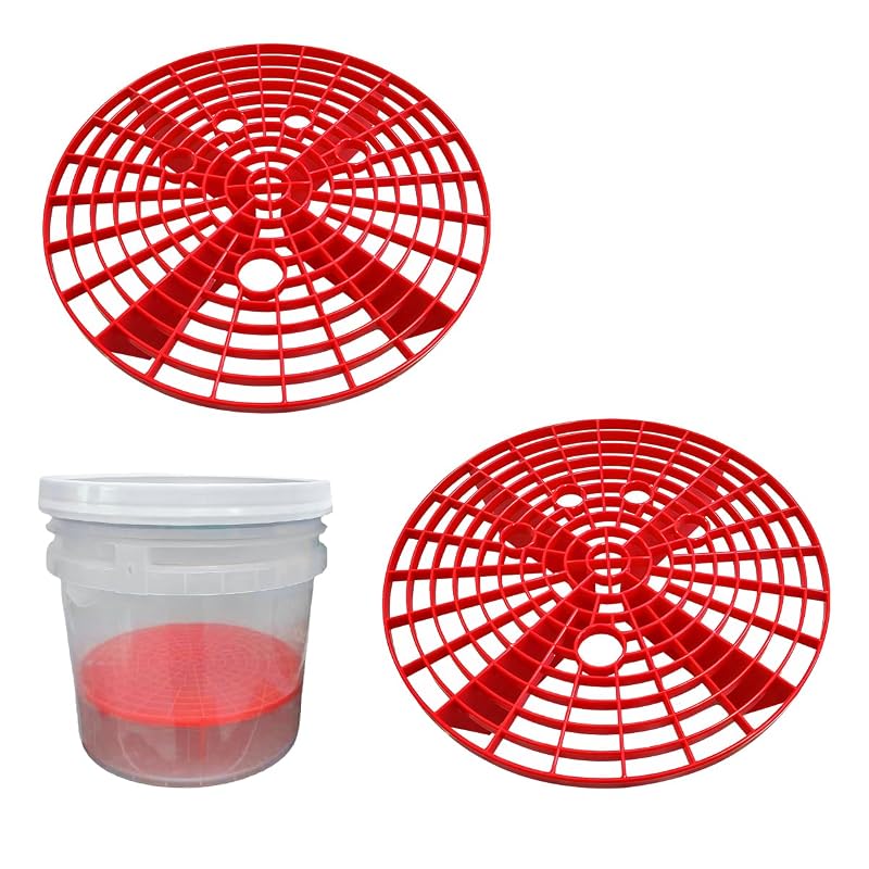 Yourkar Inserto Coletor de Sujeira para Balde de Lavagem Automotiva Vermelho, para Baldes de 30,5 cm de Diâmetro, Kit com 2 peças