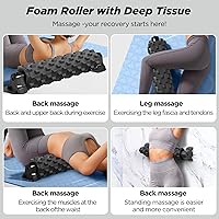 Vista 5 de Foam Roller with Stand, 21 inch Trigger Point Deep Tissue Massage Foam Roller with Suction Cup,Medium Density Grid Bracket Foam Rollers, Myofascial