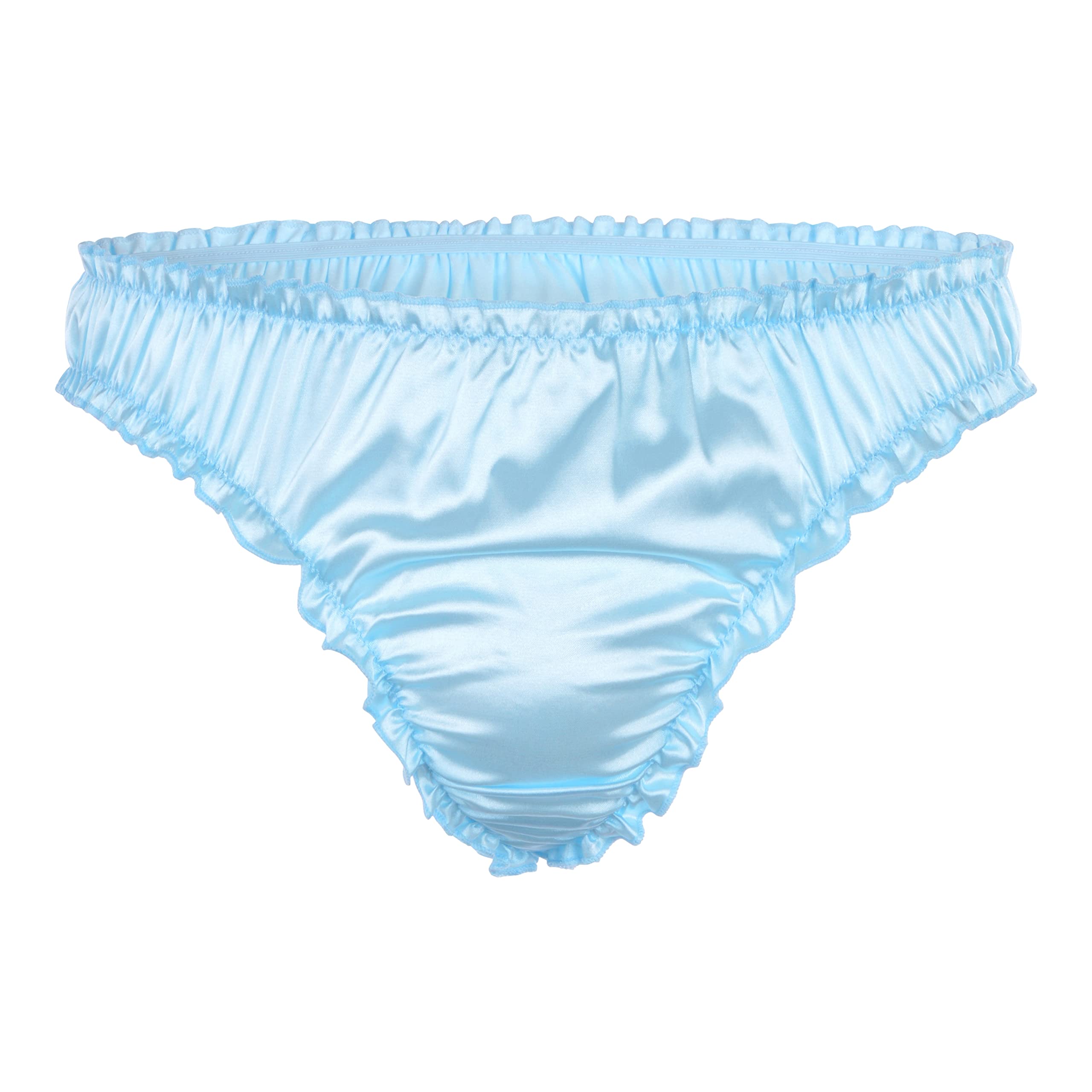 Satini Men's Satin Ruffle Sissy Thong Tanga Knickers Briefs Panties