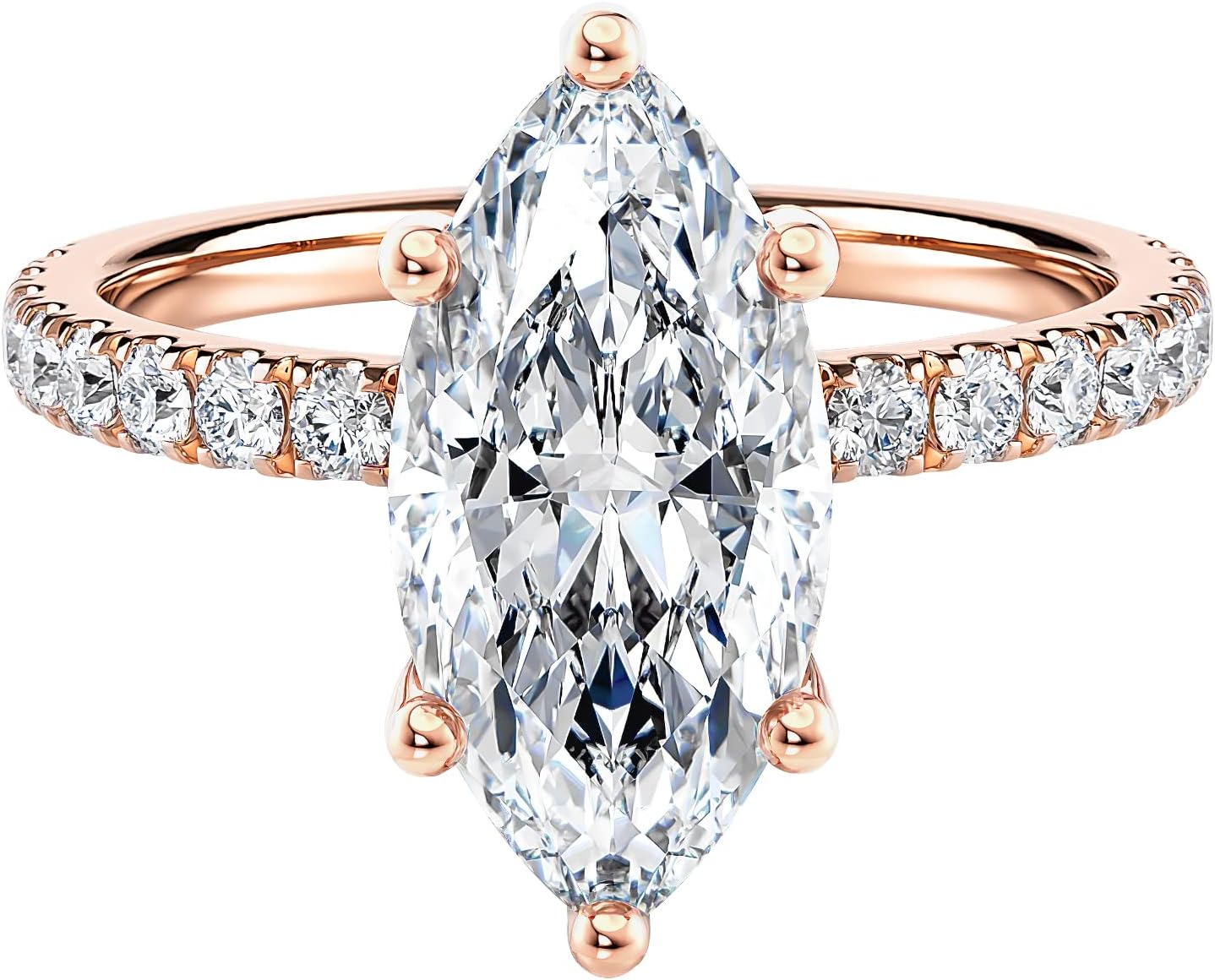 Diamond Wish IGI Certified 1 to 2 Carat Marquise Cut Lab Grown Diamond Ribbon Halo Engagement Ring for Women in 14k Gold with Side Stones (G-H, VS-SI, cttw) Wedding Promise Ring Size 4 to 9