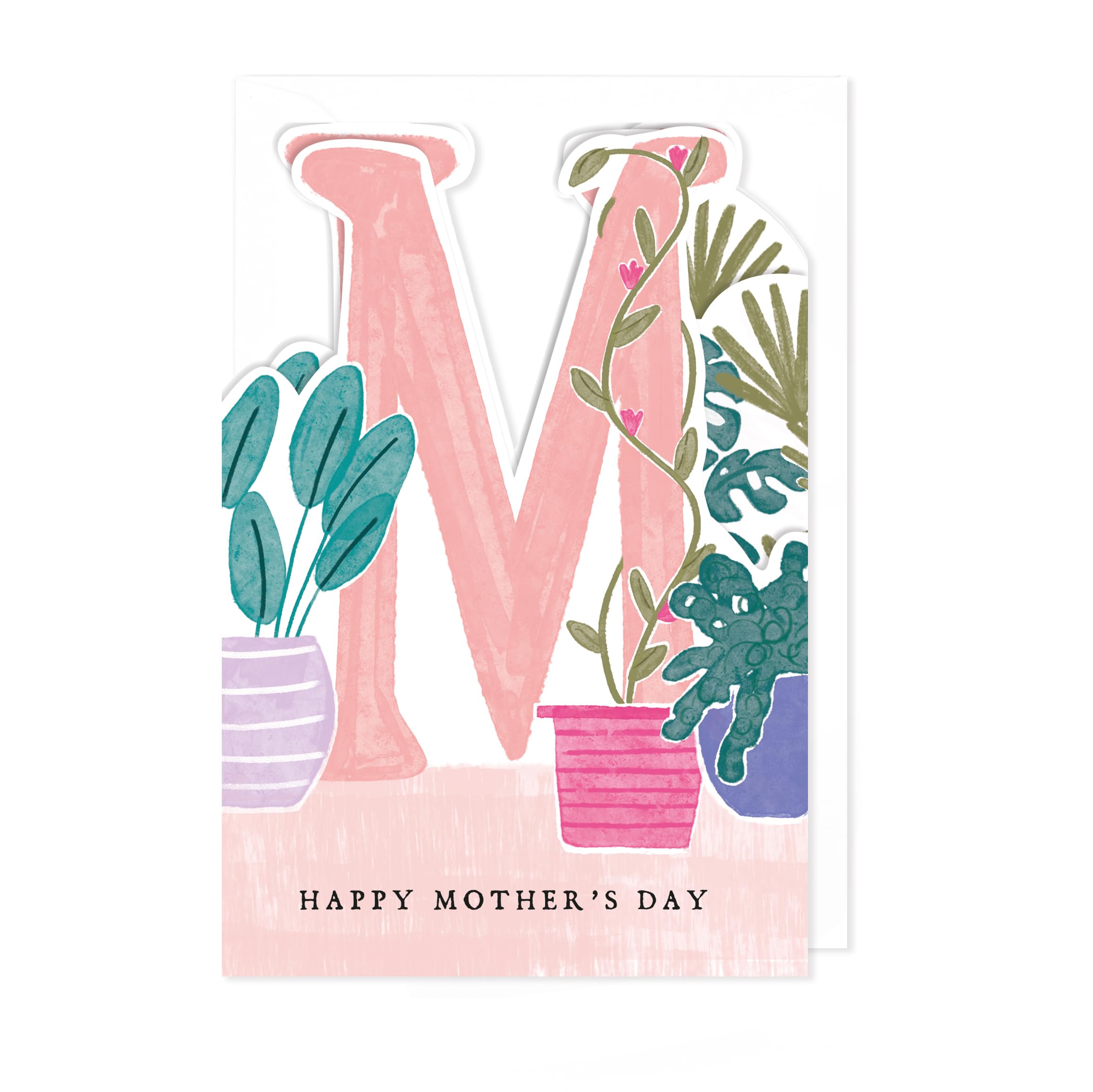 Hotchpotch Mother's Day Fold-Out Three Panel Card, Gold Foil, Houseplant Design, Diecut Detail