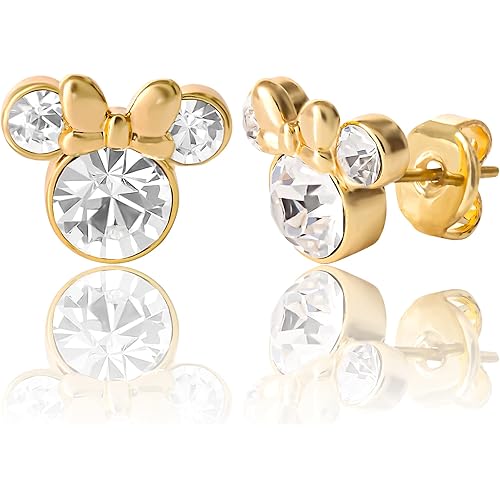 Minnie Mouse Birthstone Stud Earrings for Women Official License, Birthstone Earrings, Disney Gifts for Women