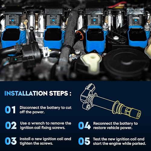 Miniatura 6 de Bobina de encendido Blue Pack para Hyundai Accent 2012-2020 Veloster 2012-2017, Kia Rio 2012-2019, Soul 2012-2019, 1.6L, COP554 5C1860 673-8304