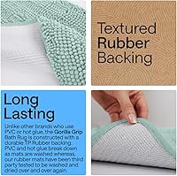 Vista 4 de Gorilla Grip - Tapete de baño afelpado, absorbente, peludo, de felpilla, para base de inodoro ovalada, reverso de goma, suave, de microfibra, Azul