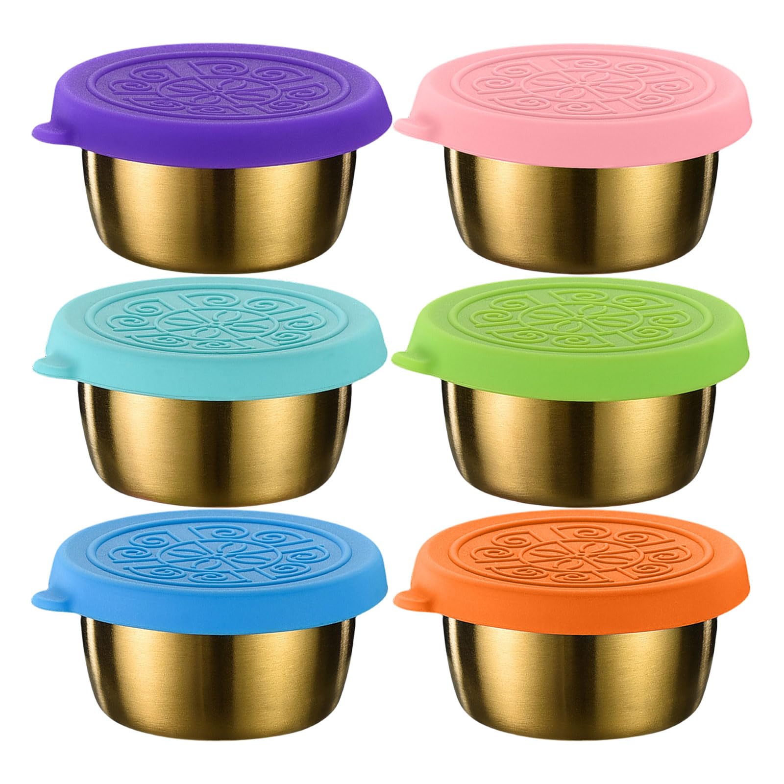 TFAOYS 6Pcs Multipurpose 304Stainless Steel Condiment Holders Condiment Cups Snacks Container with Lid for Meal Organization Sauce Cups with Lid