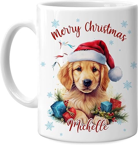 Vista 147 de Hyturtle Regalos personalizados para amantes de las ardillas, con sombrero de Papá Noel, taza de café de cerámica con nombre personalizado, taza