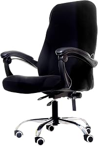 Deisy Dee Computer Office Chair Covers for Stretch Rotating Mid Back Chair Slipcovers Cover ONLY Chair Covers C162 (Black)