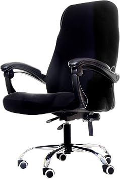 Deisy Dee Computer Office Chair Covers for Stretch Universal Rotating Chair Desk Chairs ONLY Chair Covers Black, Medium