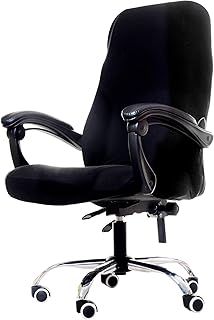Deisy Dee Computer Office Chair Covers for Stretch Universal Rotating Chair Desk Chairs ONLY Chair Covers (Black, Medium)