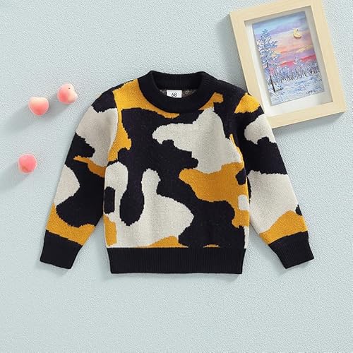 Suéter de malha para bebê menina menino gola redonda moletom manga longa contrastante cor blusa tie