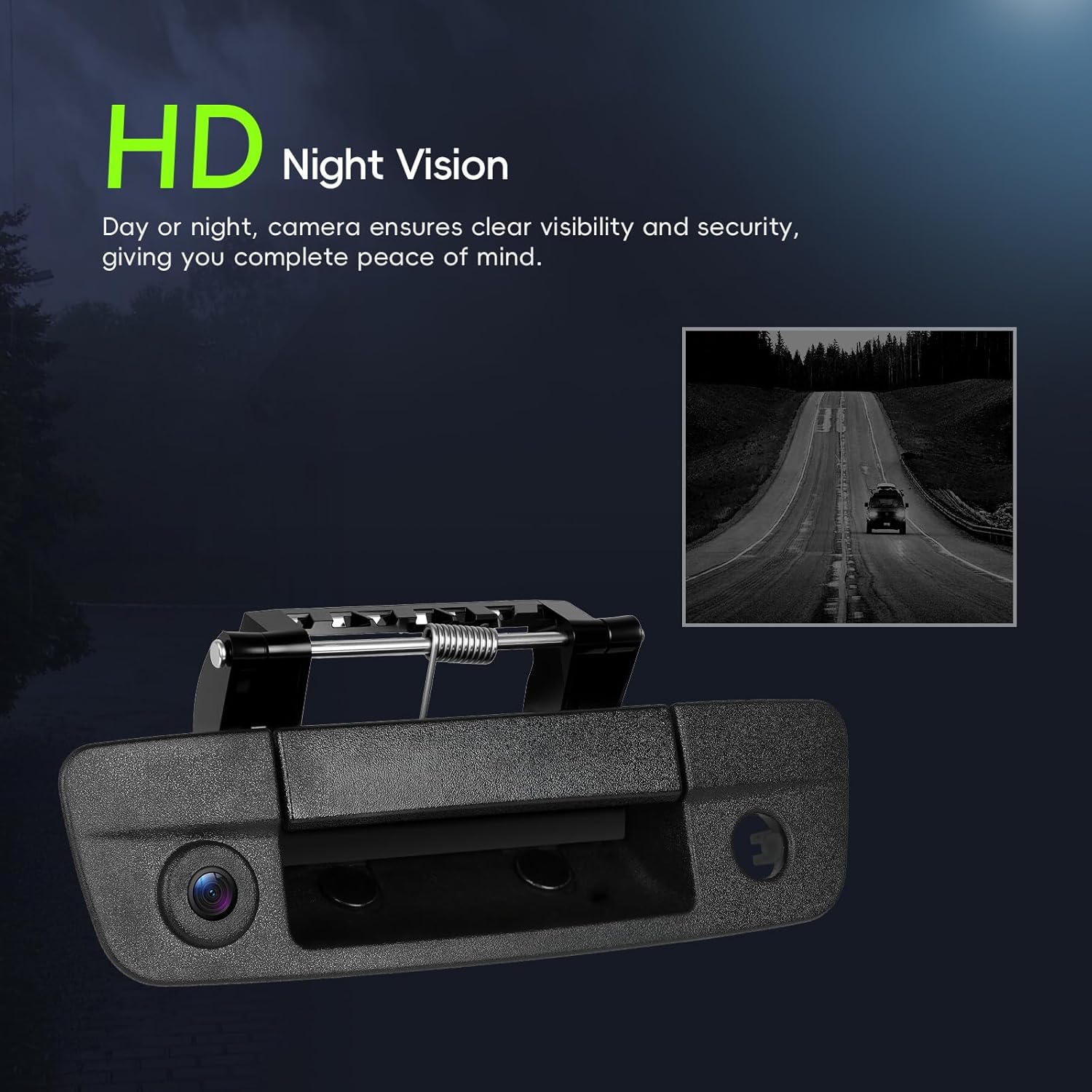 Tailgate Handle Backup Camera for Dodge Ram 1500 (2009-2017), Ram 2500 3500 (2010-2017) Night Vision Wide Angle Parking Assist Reversing Camera, HD Reverse Rear View Camera (RCA Connector)