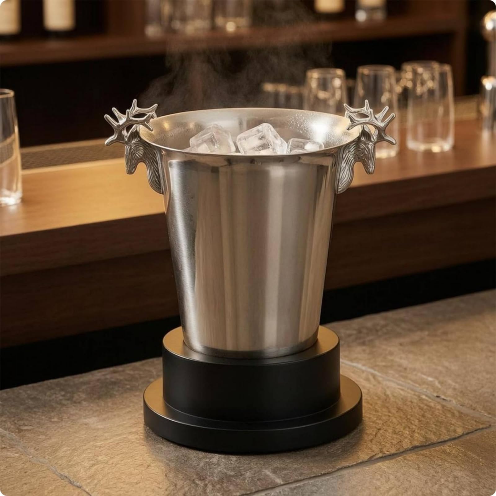 Homyl Secchiello Champagne Struttura Supporto Inox Recipiente Termico Bordo Ampio Superficie Adatto a Occasioni Eleganti Feste Private, Oro, Secchiello Per Ghiaccio Martellato A Bordo Dritto