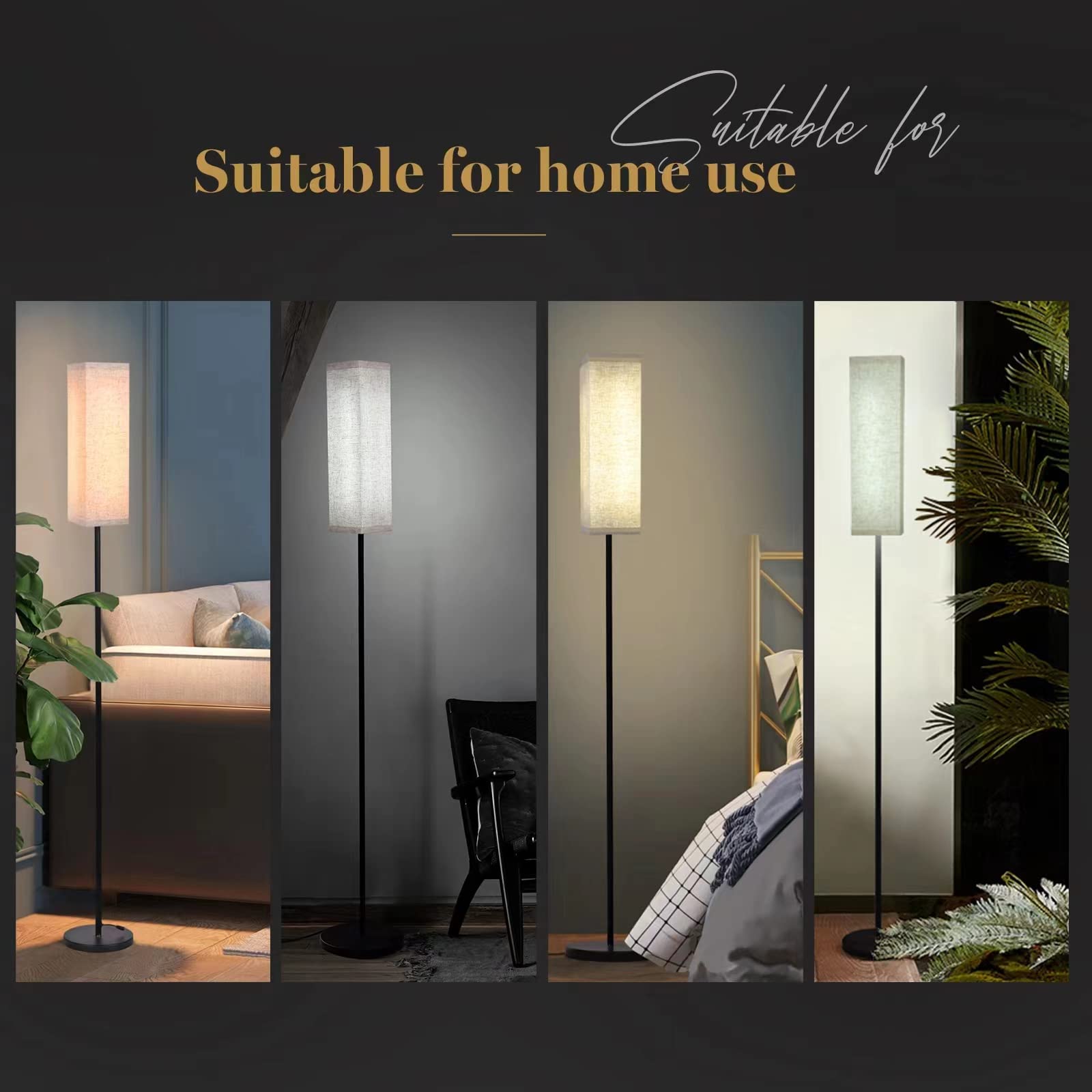 Lámpara de pie para dormitorio, sala de estar, oficina, con control remoto, moderna sala de estar, LED, temperatura de 4 colores y atenuador continuo, lámpara elegante de pie 3000k-7000k 9