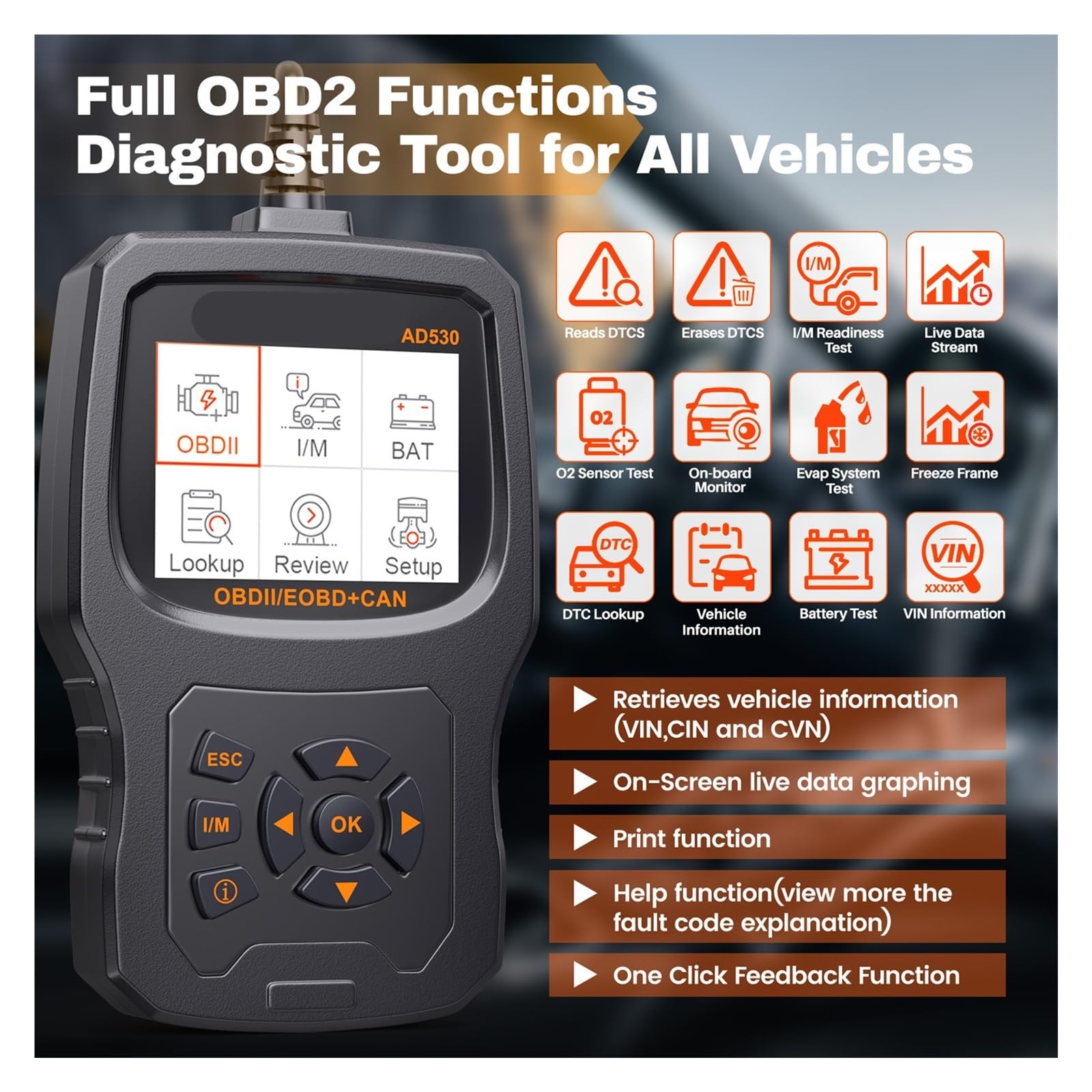 Profesjonalny czytnik kodów samochodowych OBD2, tester akumulatorów, check engine, OBD 2 Car Narzędzie diagnostyczne
