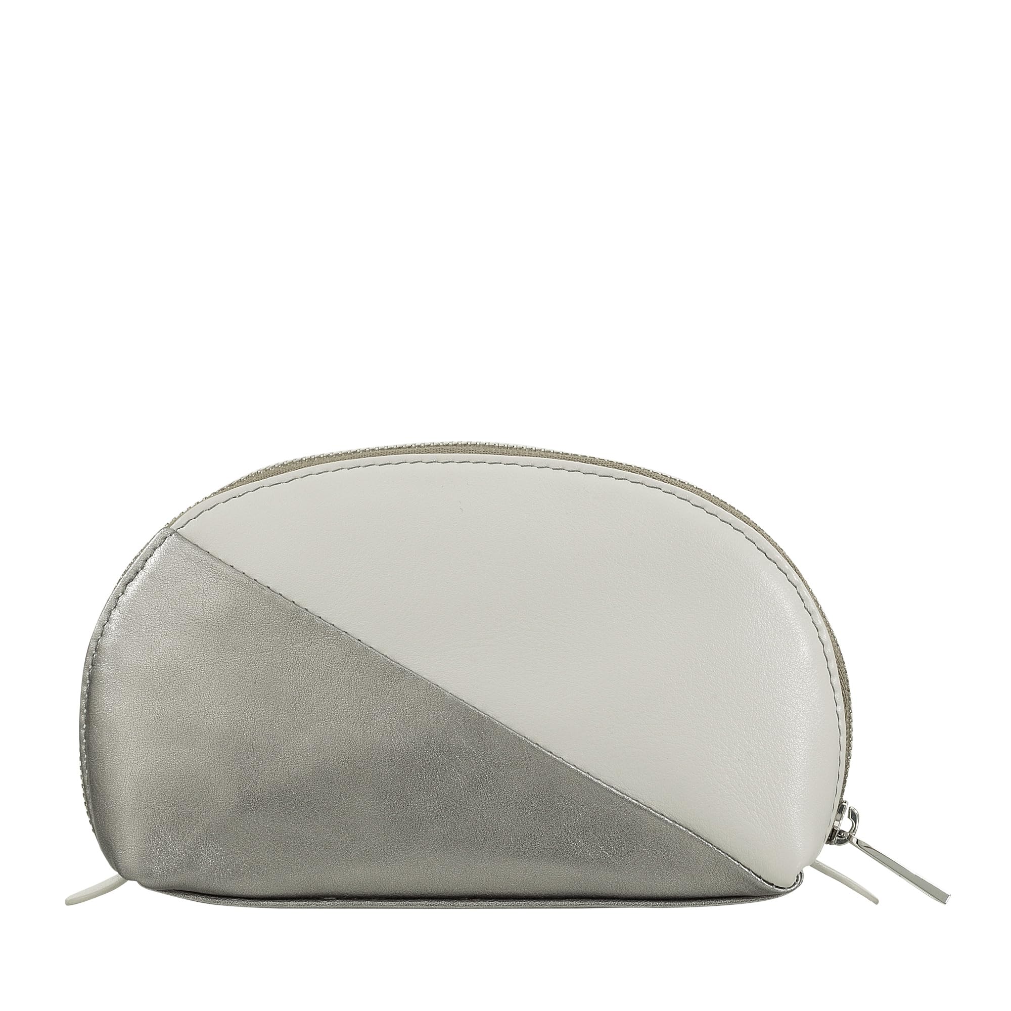 DUDU Mini Pochette per Borsa in Pelle, Astuccio Porta Trucchi da Viaggio, Piccola Trousse con Cerniera da Borsetta, Design Colorato Argento