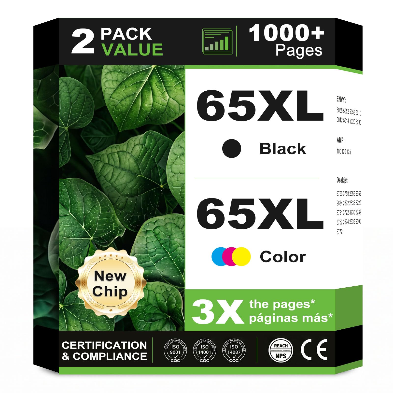 Photo 1 of Oillike 65XL Ink Cartridges Black/Tri-Color