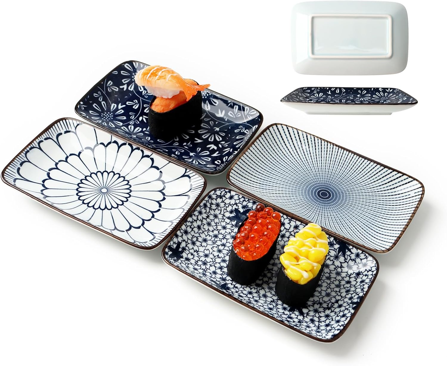 Set de 4 Platos Rectangulares de Cerámica Japonesa