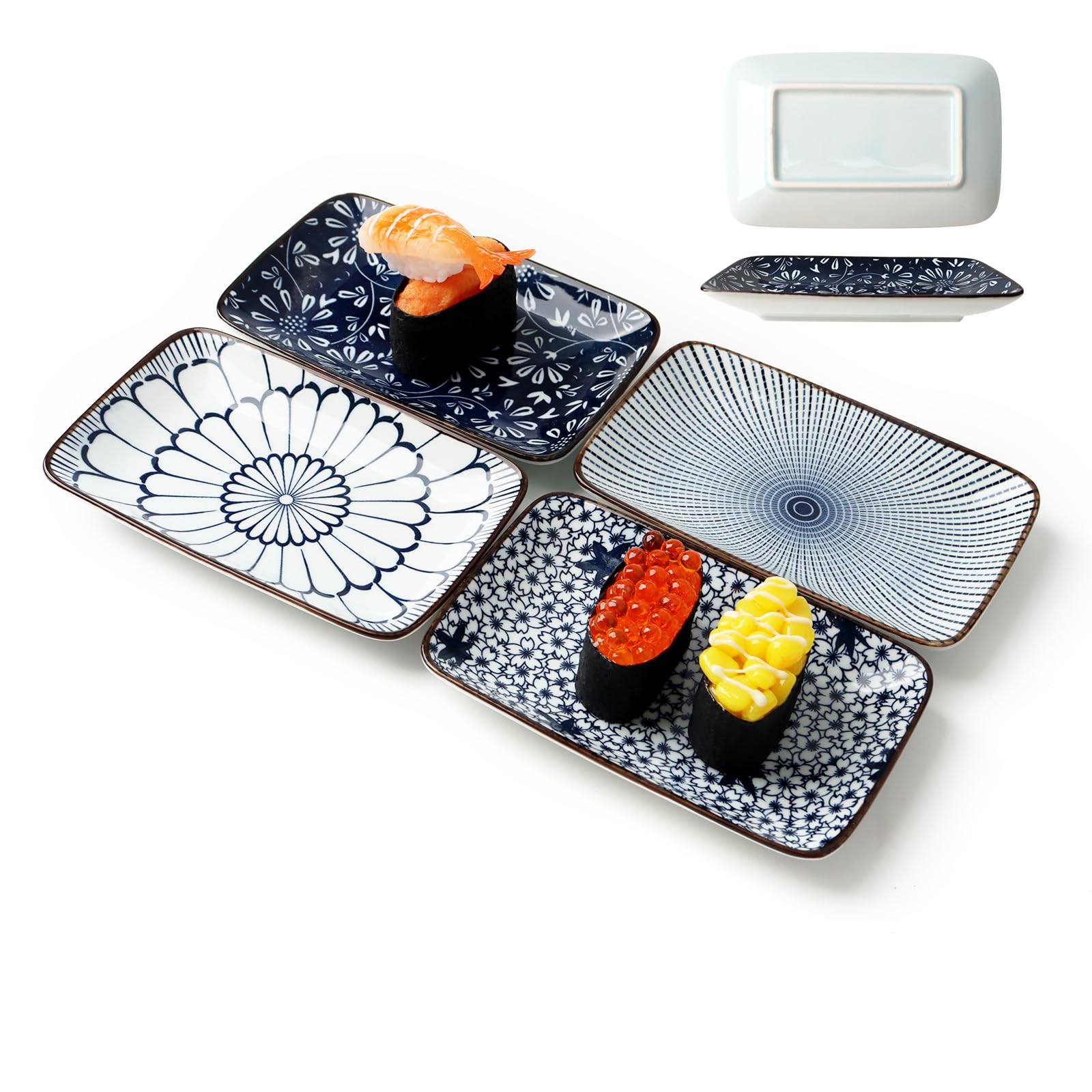 Plat à sushi japonais 4 pièces, l'art de la table pour une dégustation