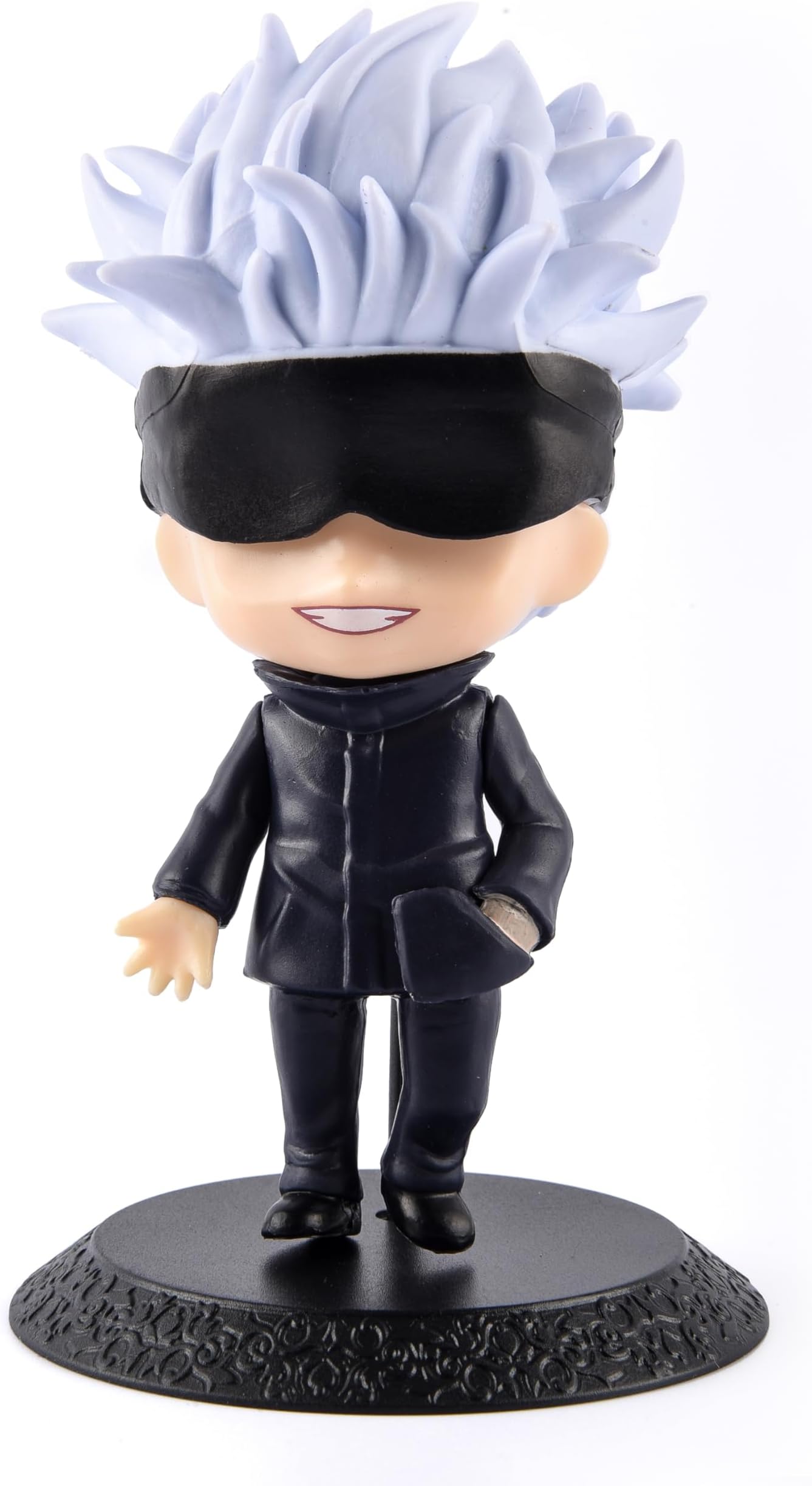 FADDY NATIVE Polyvinyl Chloride Jujutsu Kaisen Anime Chibi Figurine, Gojo Chill Mode Kawaii Anime Action Figure Statue Collectible (10 Cm, Black)