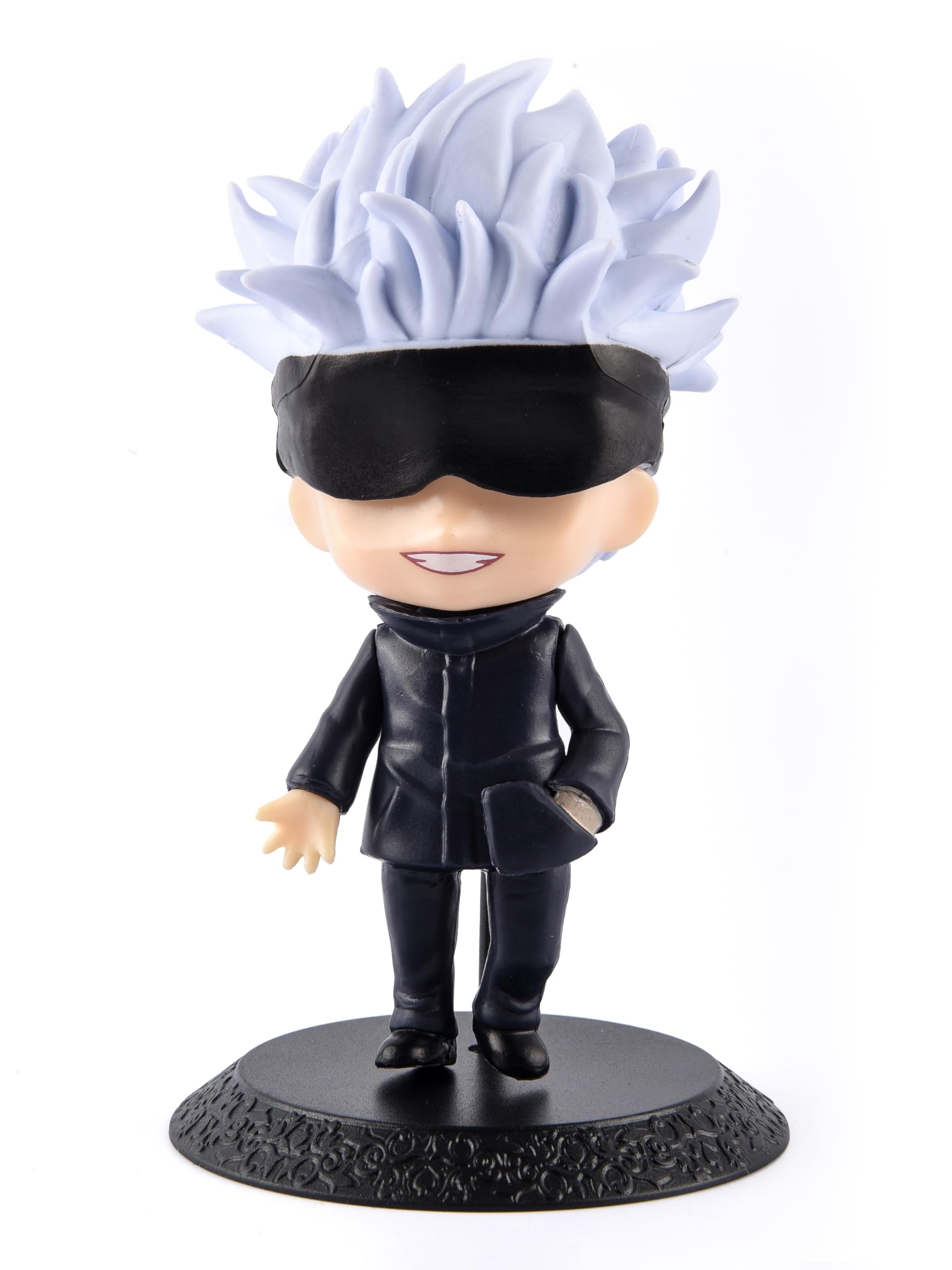 FADDY NATIVE Polyvinyl Chloride Jujutsu Kaisen Anime Chibi Figurine, Gojo Chill Mode Kawaii Anime Action Figure Statue Collectible (10 Cm, Black)