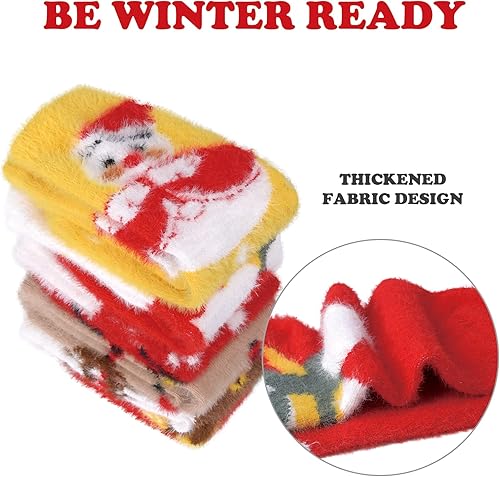 Vista 4 de ICEIVY Calcetines mullidos para mujer, paquete de 5 unidades, gruesos, suaves, cálidos, acogedores, informales, con caja de regalo