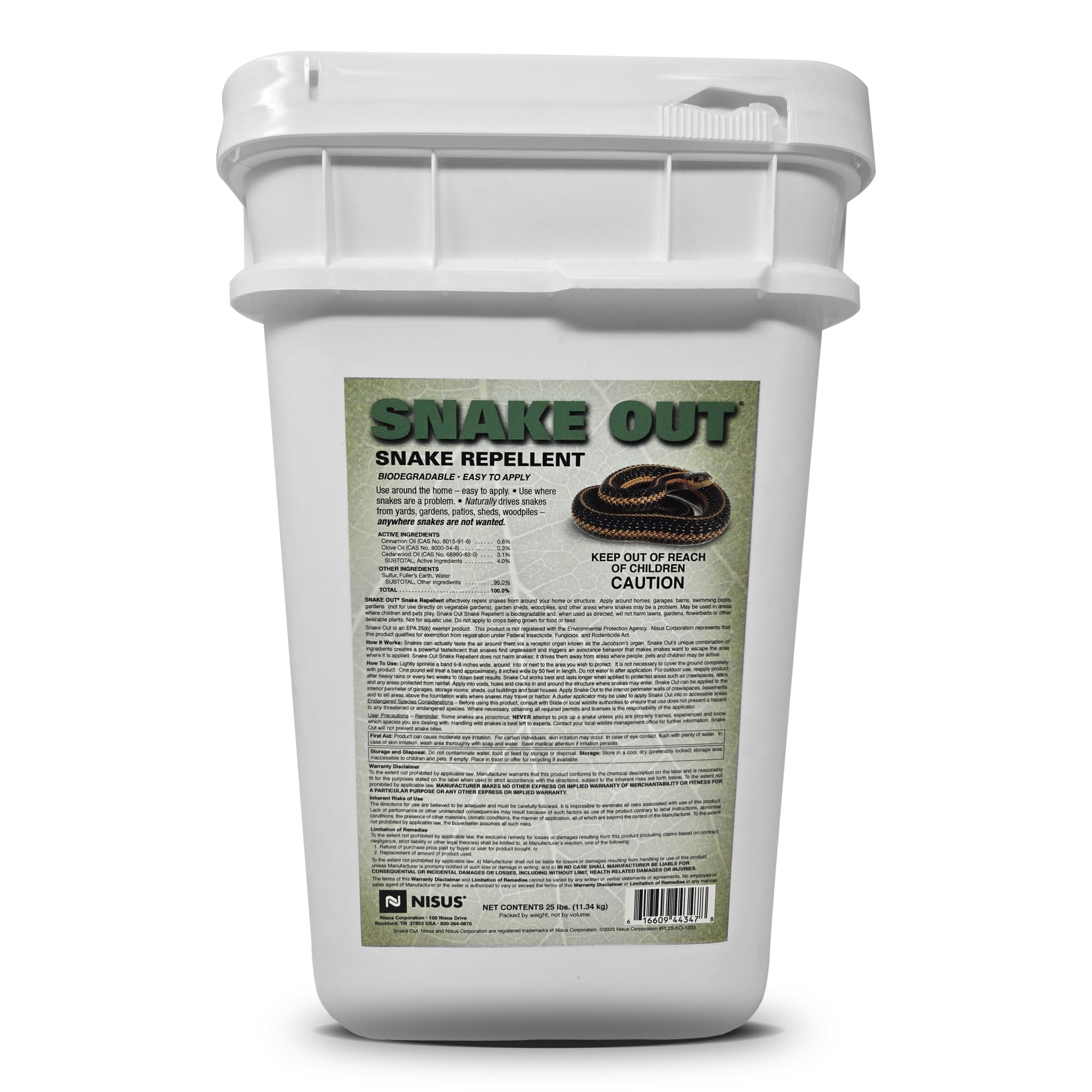 Nisus Snake Out Snake Repellent, Biodegradable, 25 lbs