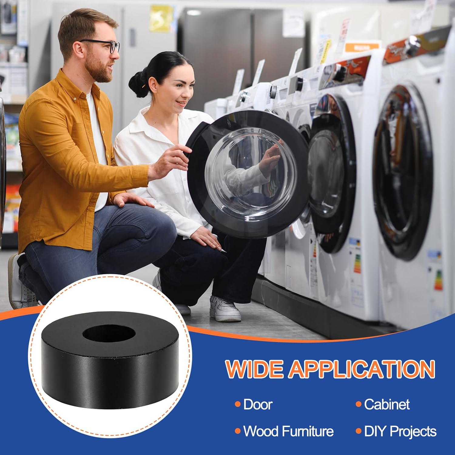 Multi Purpose Rubber Spacer, 12mm ID x 60 OD x 50mm T Neoprene Round Anti-Vibration Isolation Pads Bushings Spacer Washer Fit for HVAC Bolts Car Accessories (4 Pcs)