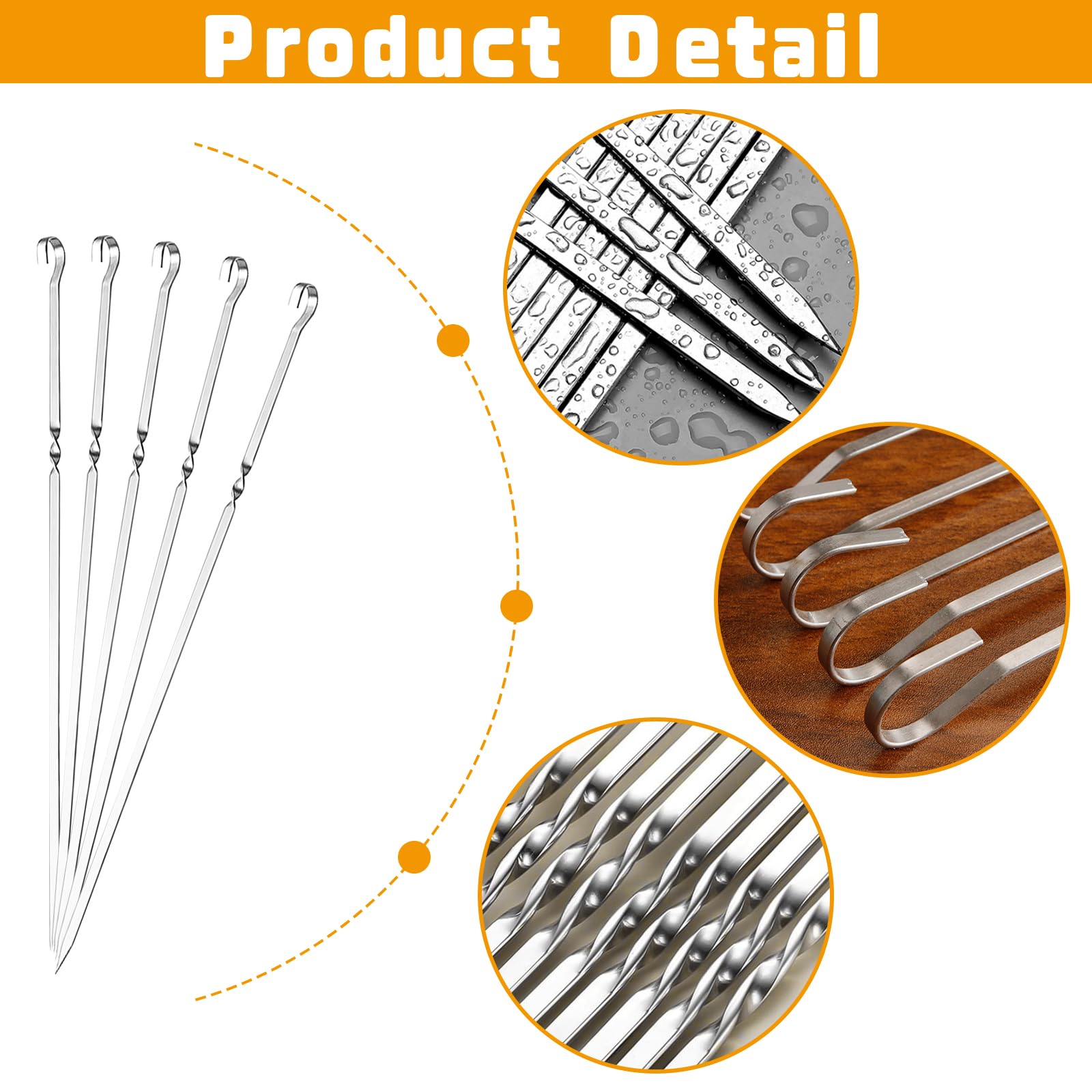 36 Brochettes Inox Réutilisables 28,3 Cm + 20 Fourchettes à Maïs + 3 Pinceaux à Huile - Pour Barbecue, Grillade