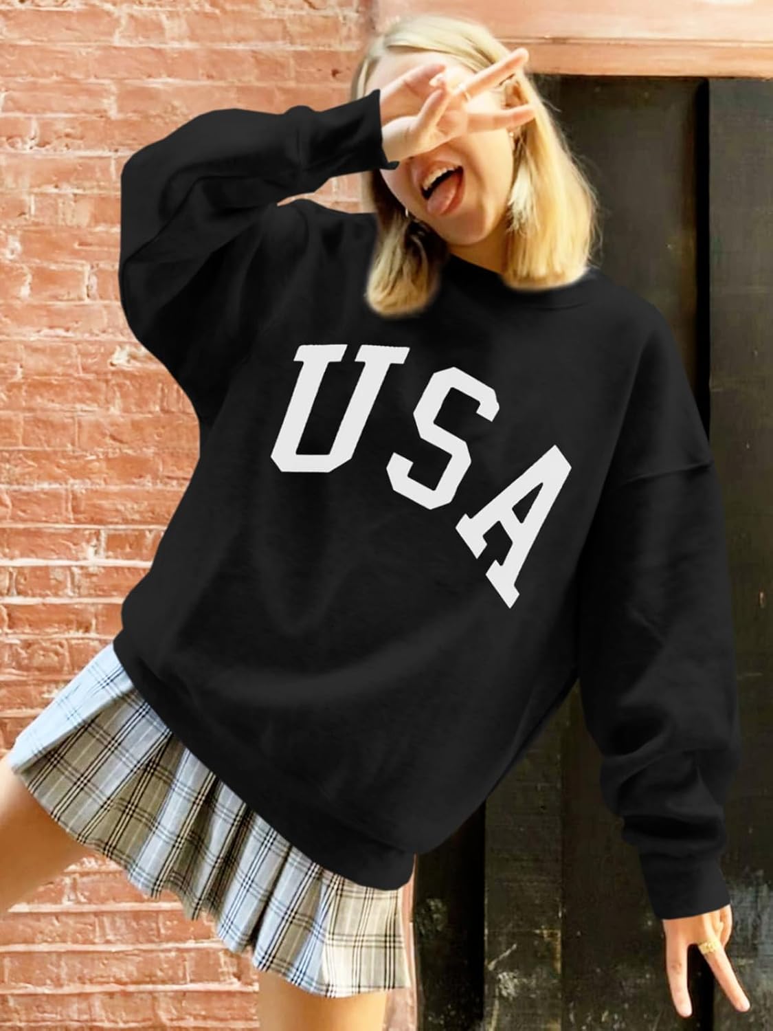 Langwyqu Women's Oversized Sweatshirt Los Angeles California Crewneck Long Sleeve Casual Loose Pullover Tops - Image 3