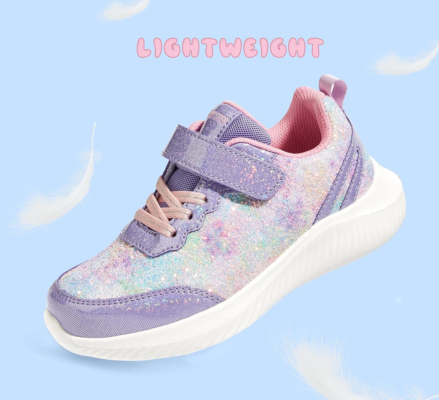 LUCKY STEP Kid's Glitter Fashion Sneakers Sparkly Princess Tennis Bling Shiny Sequins Athletic Walking School Shoes for Children/Boys/Girls - Image 4