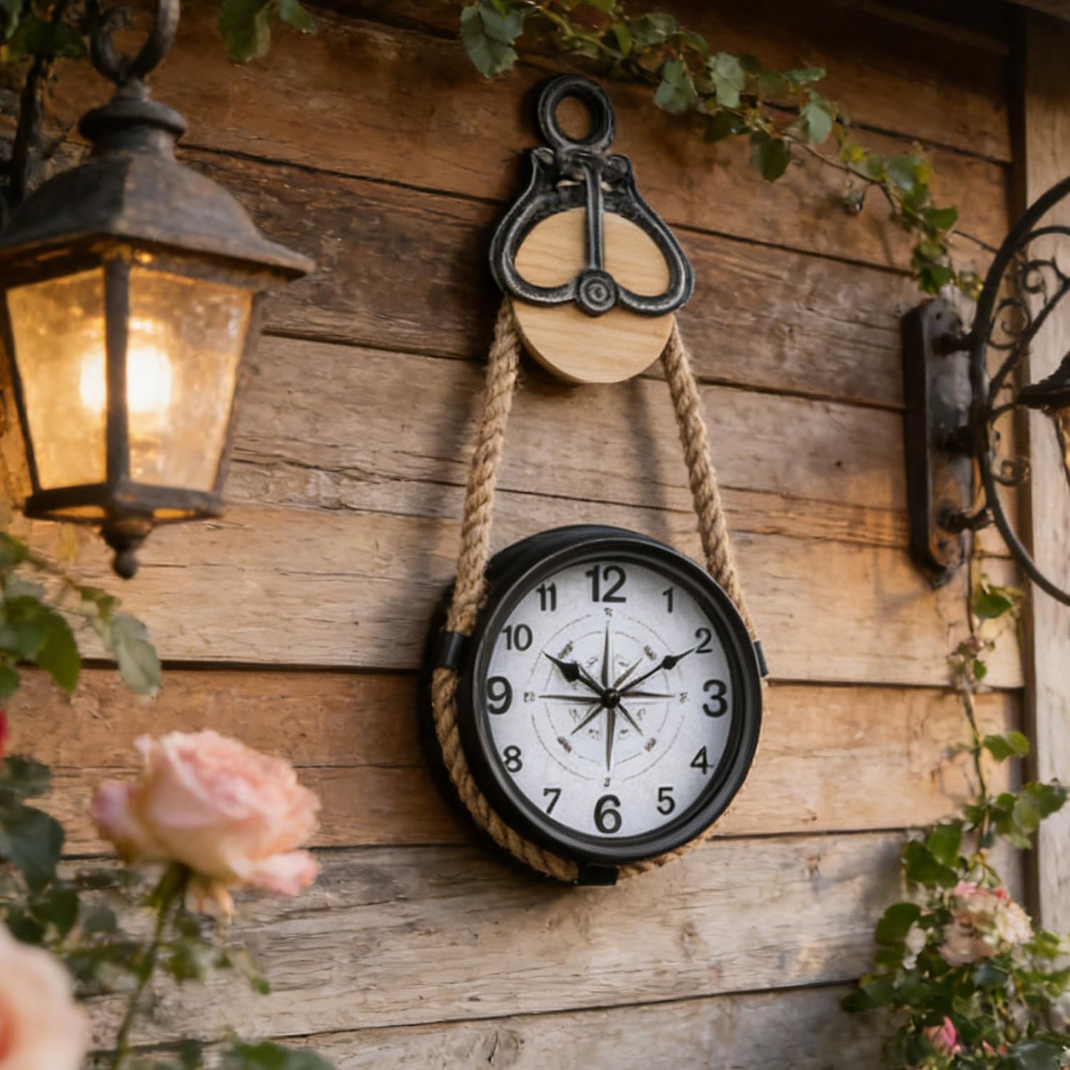 Retro Rust Wall Clock Non Ticking Large Iron Antique Hanging Clocks Vintage Innovative Classic, Silent Quartz Round Clock for Office Bedroom Living Room Decor