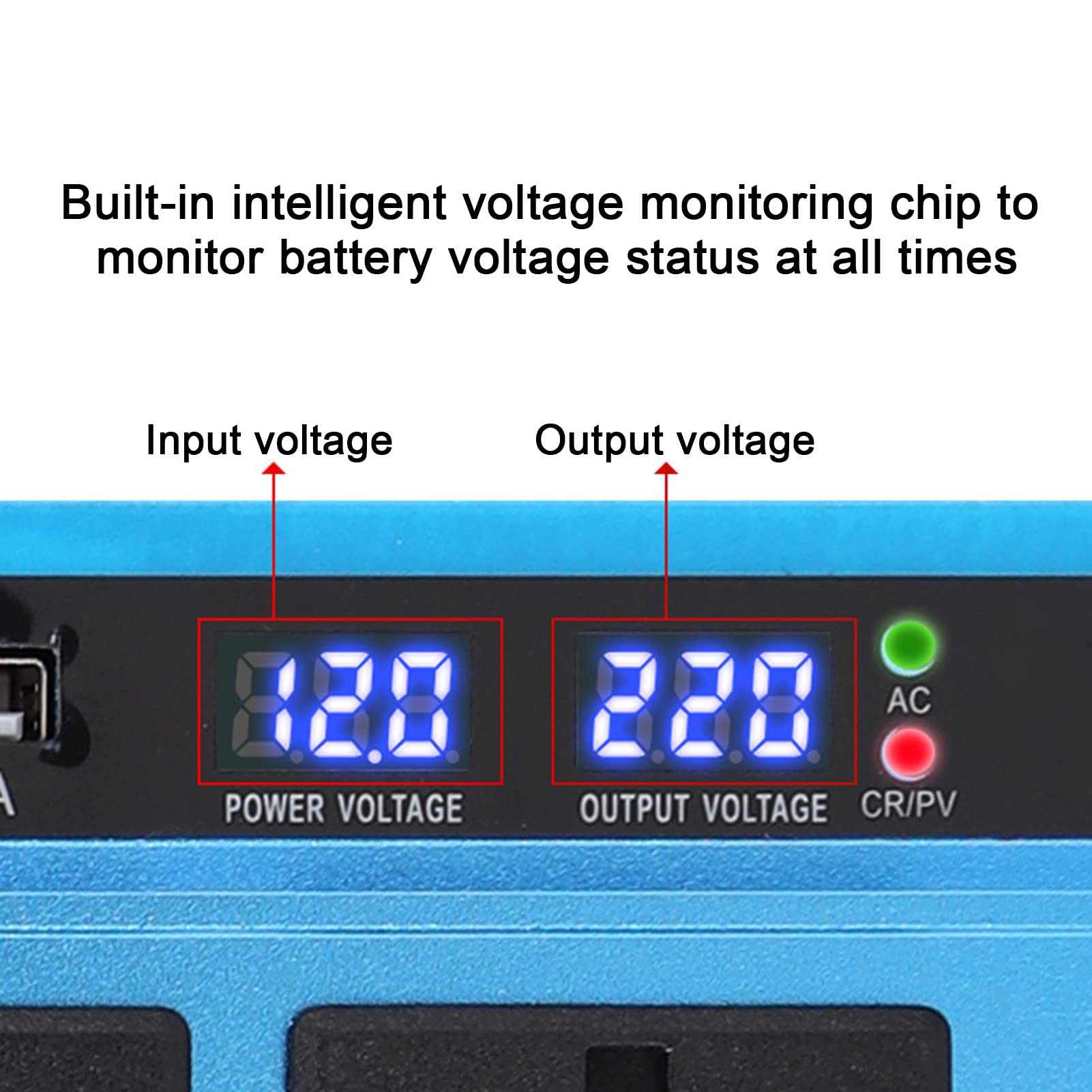 DC 12V 24V 48V 60V bis 220V Modifizierter Sinus Wechselrichter 3000W 4000W 5000W Fahrzeug Heimstrom Spannungswandler mit Doppelter Digitaler Anzeige,4000W-24V