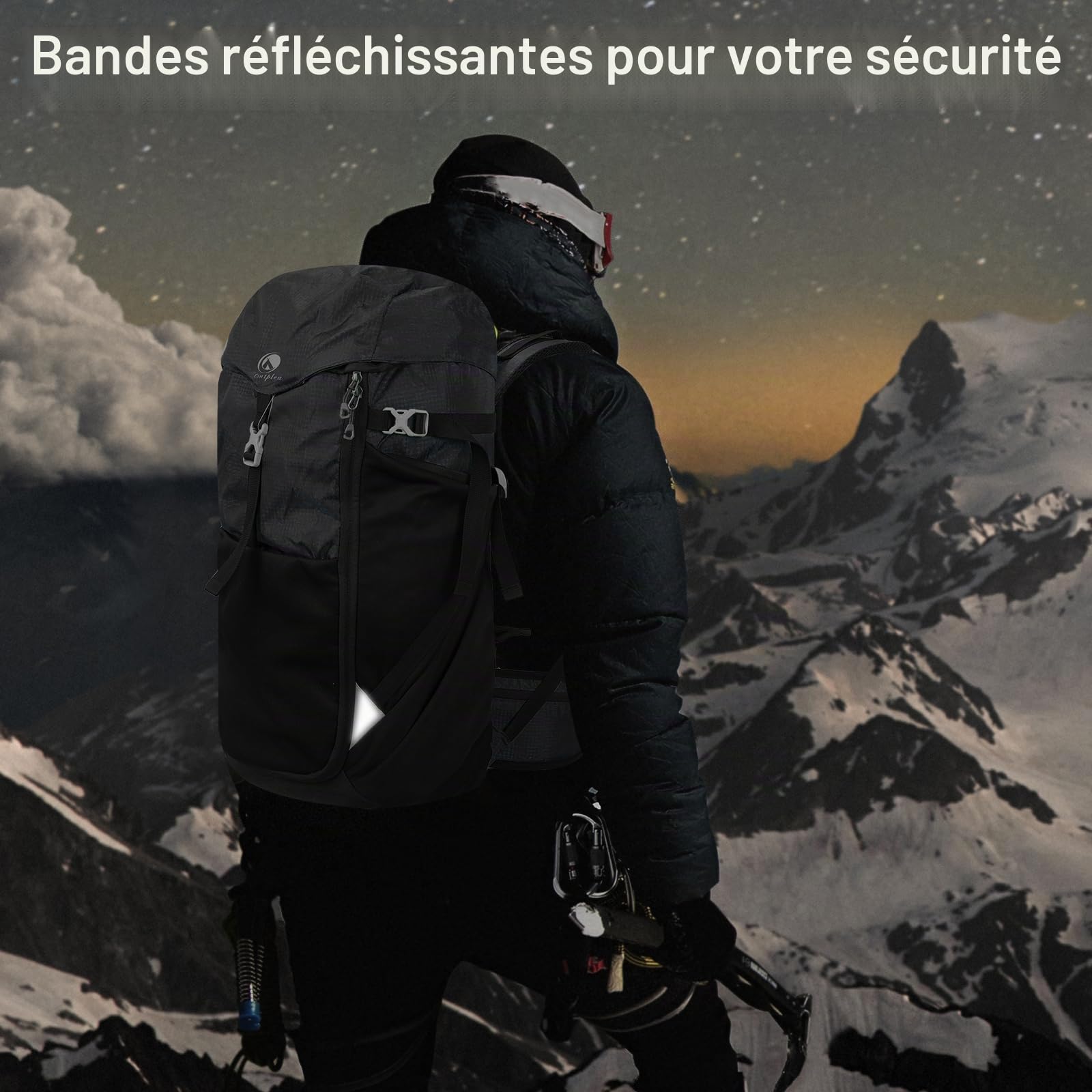 Grand Sac a Dos Randonnée 50L, Etanche Sac a Dos de Voyage avec Ouverture Frontale, Léger Sac à Dos de Trekking pour Camping, Sac à Dos Sport pour Loisir Alpinisme, Noir