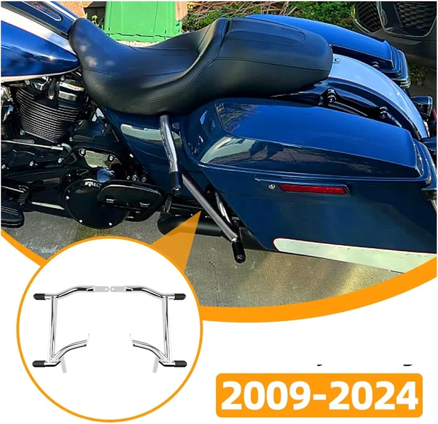 Touring Electra Glide Road King Glide 09-24 Motorcycle Crash Bar Saddlebag Side Box Engine Guard Frame Bumper