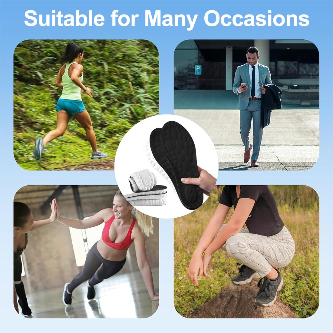 Plantillas Memory Foam para Deporte, Trabajo y Uso Diario - Ortopédicas Transpirables Amortiguadoras 43-44