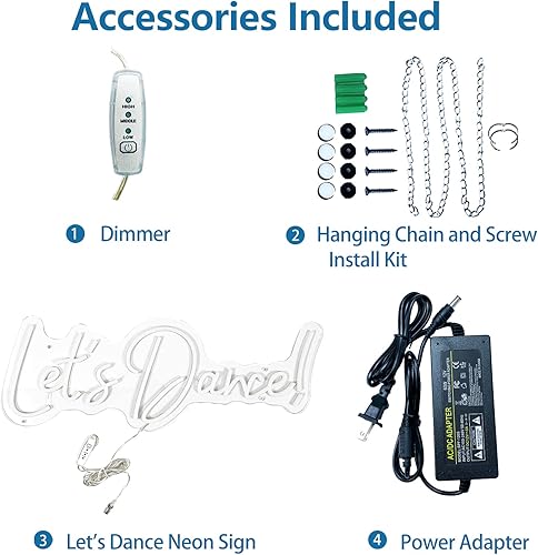 Miniatura 6 de Letrero de neón Lets Dance con regulador, grande, de 23.6 x 8.6 pies, para decoración de pared, dormitorio, decoración de boda, cumpleaños, fiesta
