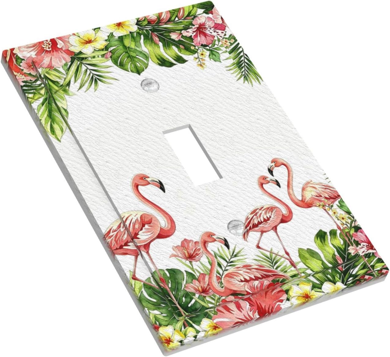 Decorative Light Switch Plate Covers Tropical Flamingo Floral 1 Gang Wall Plate Unique Single Toggle Light Switch Covers Artistic Faceplate for Beach Bathroom Home Decor image 3