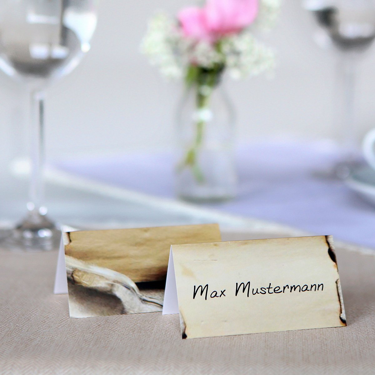 Tischkarten Hochzeit (60 Stück) - Flaschenpost Motiv - Platzkarten Namenskarten