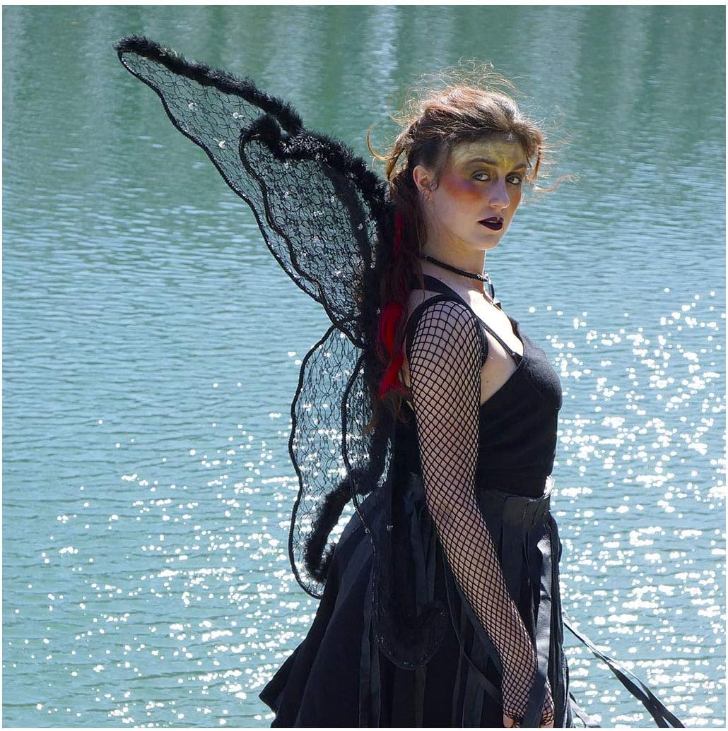 Zucker - Angel Feather Costume Wings - Adult Costume - Large Fairy Lace and Feather Wings - 40” x 30”