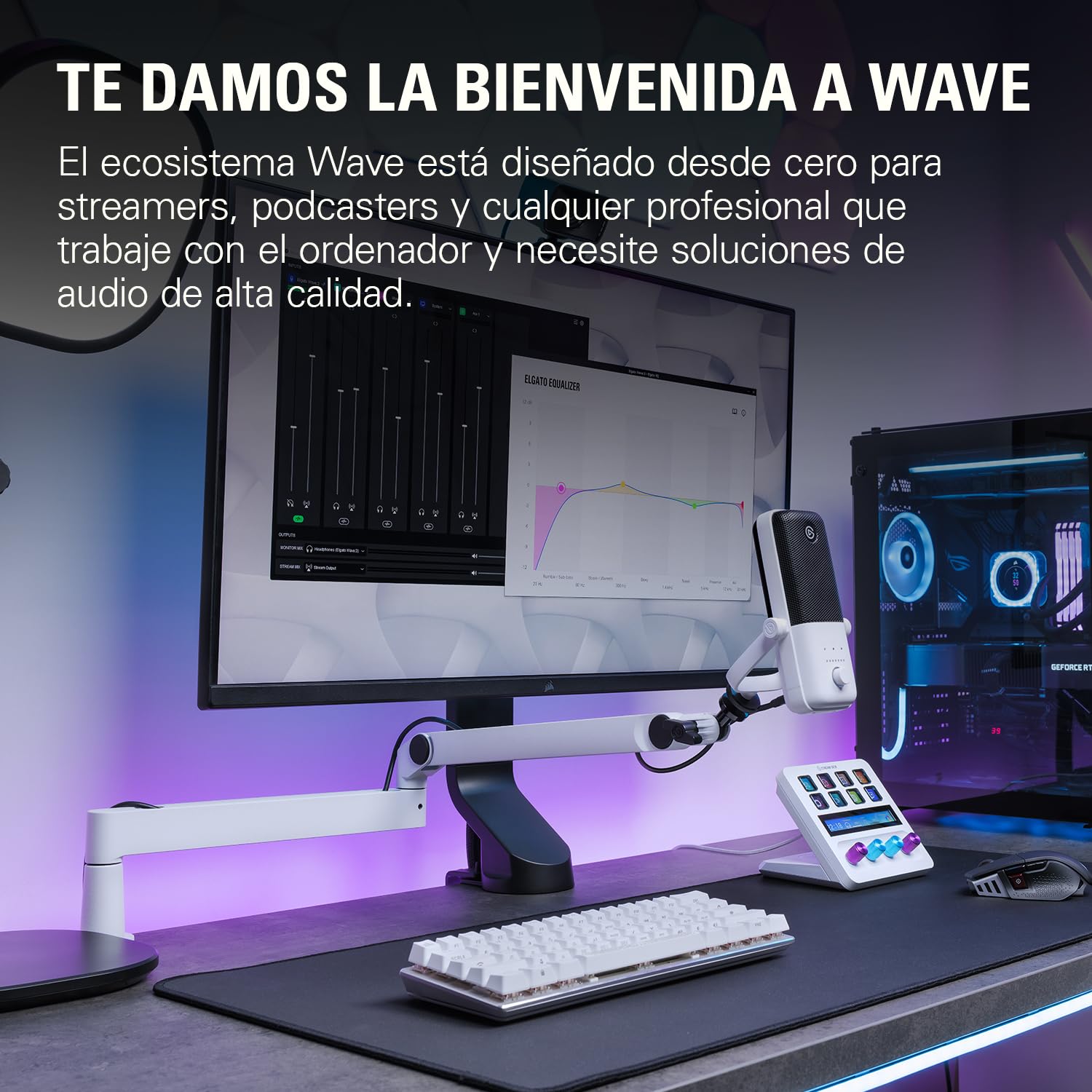 Elgato Wave Mic Arm LP White - brazo articulado prémium de perfil bajo con ranuras, abrazadera de mesa, montura versátil y totalmente ajustable, ideal para podcasts, streaming, juegos, oficina