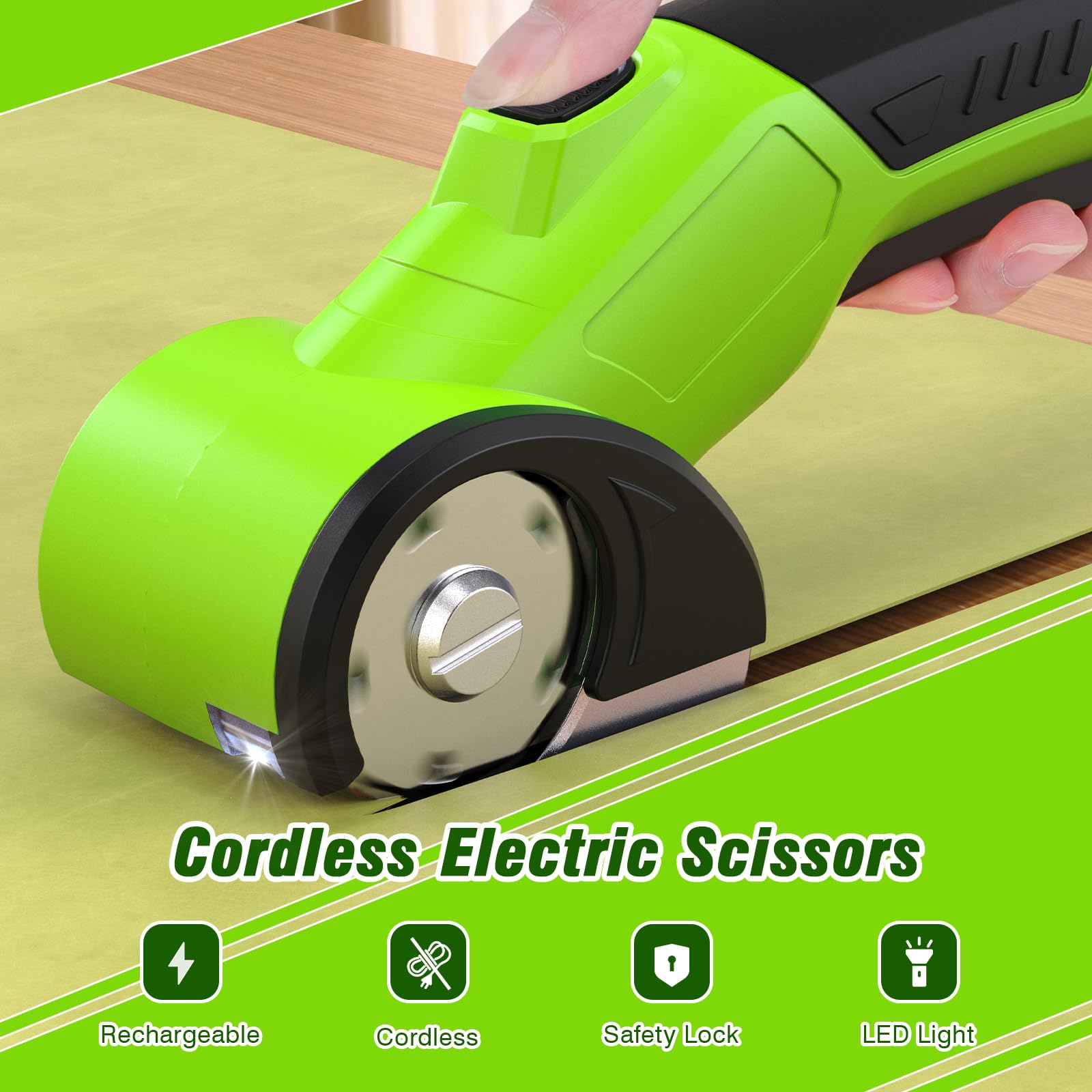 Tijeras Eléctricas, Mini Cortador de Cartón con Cuchilla de Repuesto, Herramienta de Corte Recargable con Bloqueo de Seguridad y Luz LED, Herramienta de Cizalla Multiusos para Cortar Cartón
