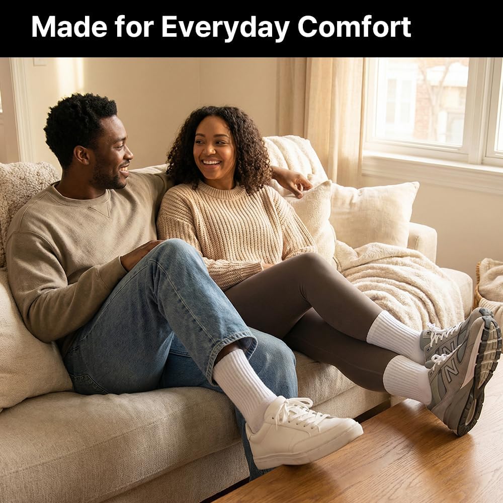 Cotton Crew Socks Men Women | 4 Pairs Soft Cushioned Comfort Odor Control Breathable | Daily Wear Gift | Size 7-13