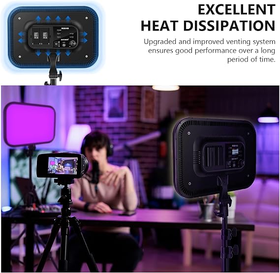 NEEWER RGB168 18.3 RGB LED Video Panel Light with App Control, Bluetooth, 2 Pack Tripod Stand Kit, 60W/360 Full Color/2500-8500K/CRI97+, Studio Photography/YouTube/Game Streaming