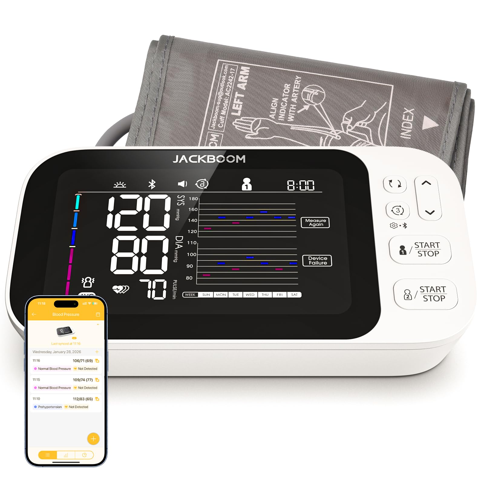 Photo 1 of Blood Pressure Monitor for Home Use,Automatic Upper Arm Blood Pressure Machine with 2x250 readout,5.5 Inch Large LED Screen,Voice Guidance, Adjustable Large Cuff (8.7-16.5in)&Storage Box-Connect App