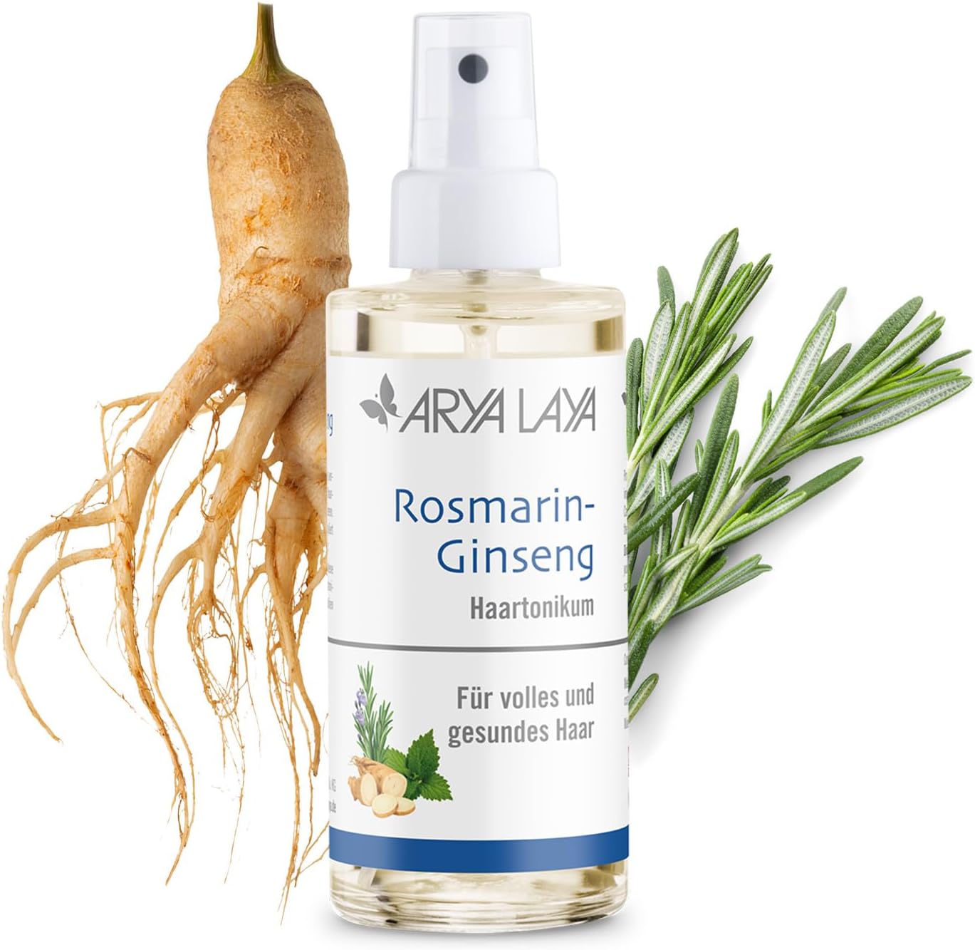 ARYA LAYA Haartonicum rozemarijn ginseng | ondersteunt de haargroei | ideaal bij vettige hoofdhuid, roos, dunner wordend en glanzend haar | 100 ml