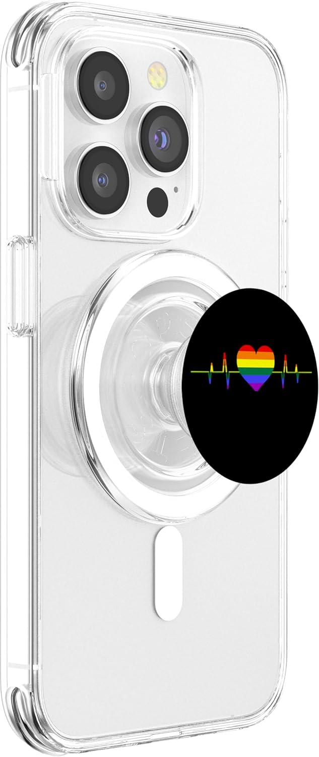 LGBT heartbeat LGBTG rainbow heartbeat PopSockets PopGrip for MagSafe